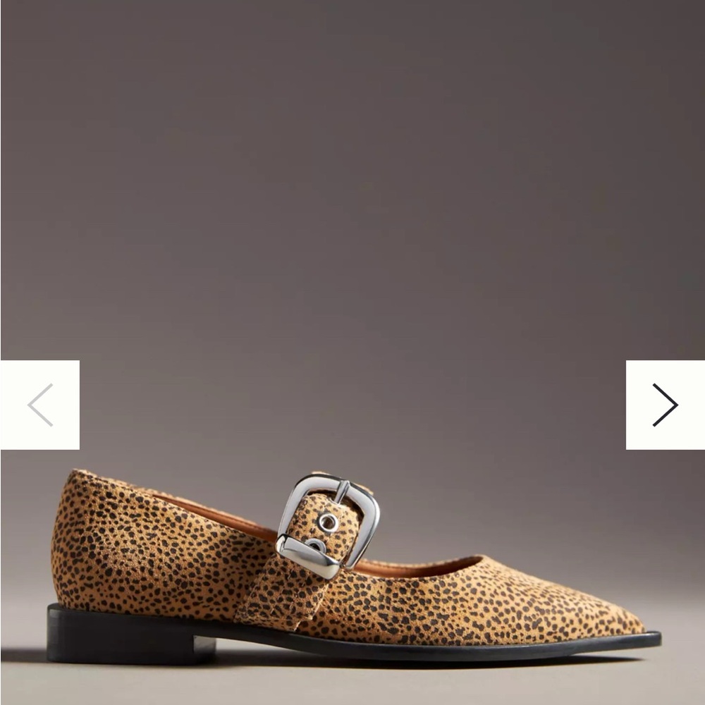 Anthro Maeve Leopard Print Women's Mary Jane Flats with Buckle with box